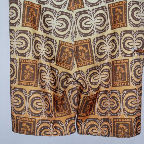 Hinano Tahiti Board Shorts Mens Size 42 Brown Moehau Goold Signature Boardshorts - Picture 4 of 5